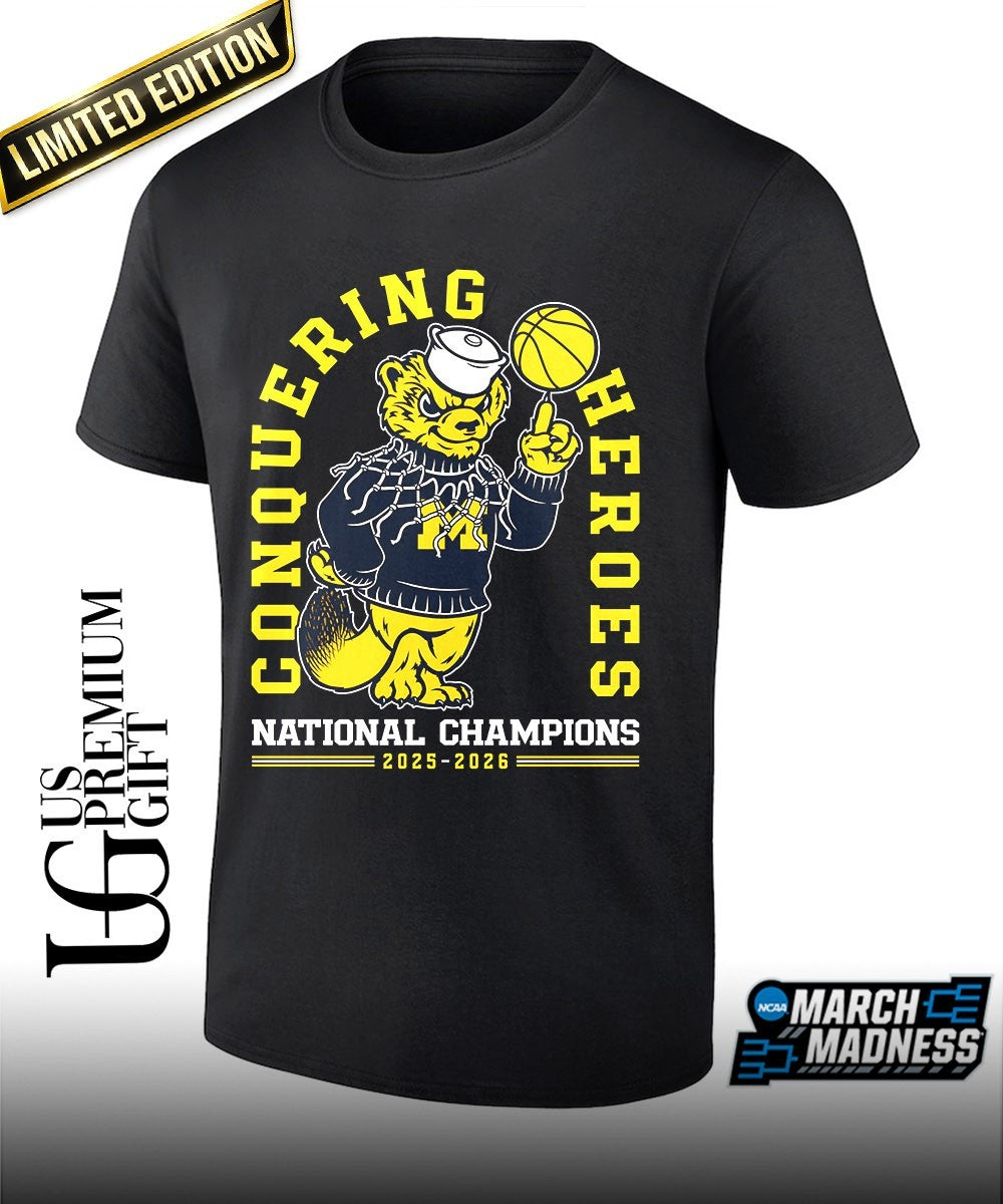 Michigan Wolverines 2026 National Champions basketball fire shirt Unisex T-shirt, Sweatshirt, Hoodie, Long Sleeve Tee - T-Shirt, Sweatshirt, Hoodie