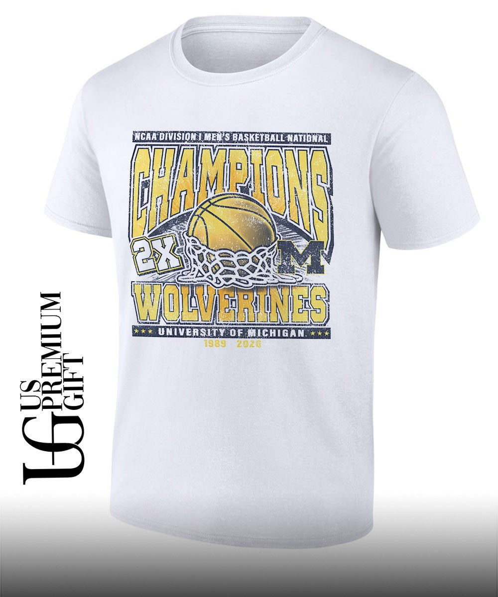 Michigan Wolverines 2026 Two-Time NCAA Mens Basketball National Champions shirt Unisex T-shirt, Sweatshirt, Hoodie, Long Sleeve Tee - T-Shirt, Sweatshirt, Hoodie