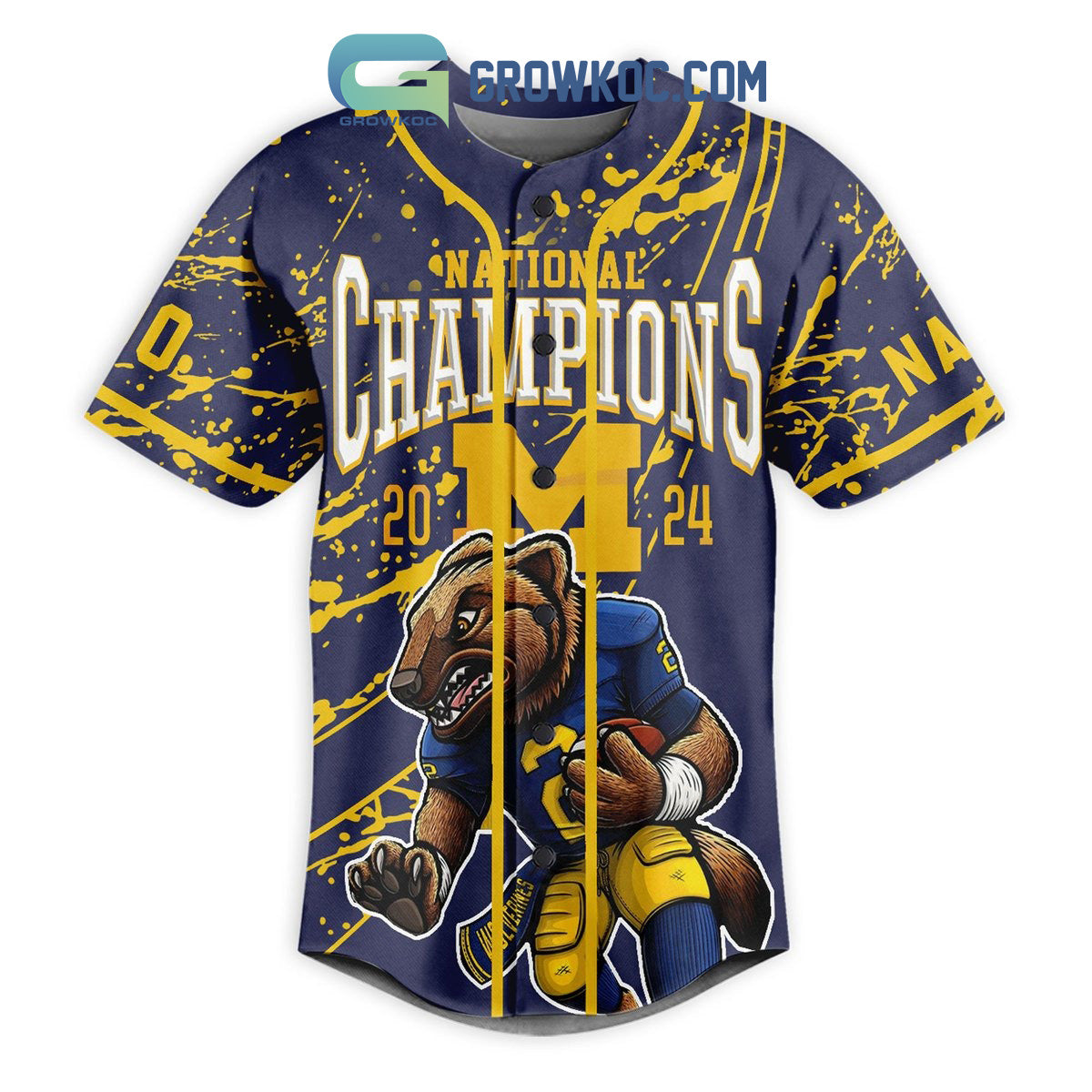 Michigan Wolverines Hail To The Victors Fan Personalized Baseball Jersey baseball jersey product view 2
