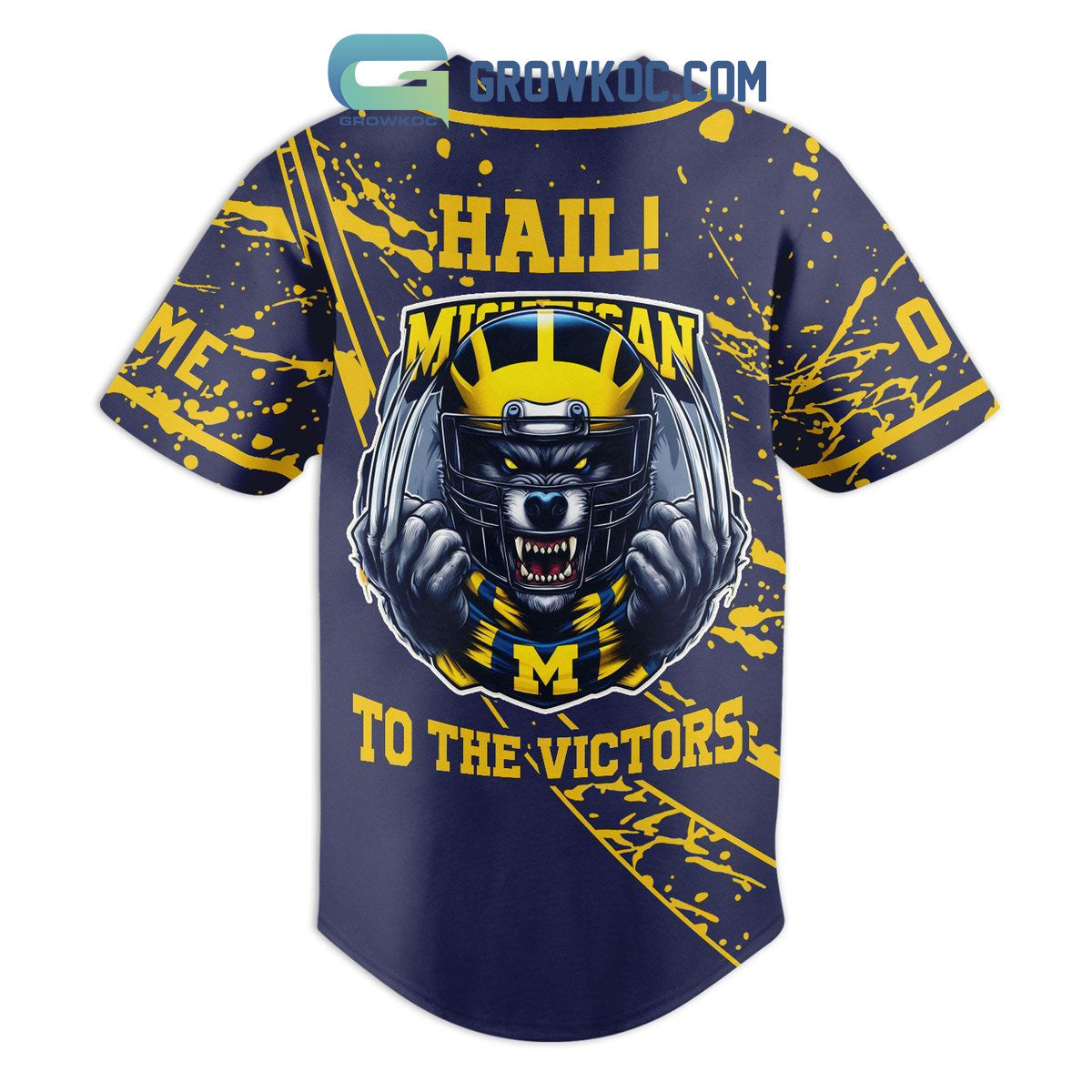 Michigan Wolverines Hail To The Victors Fan Personalized Baseball Jersey baseball jersey product view 3