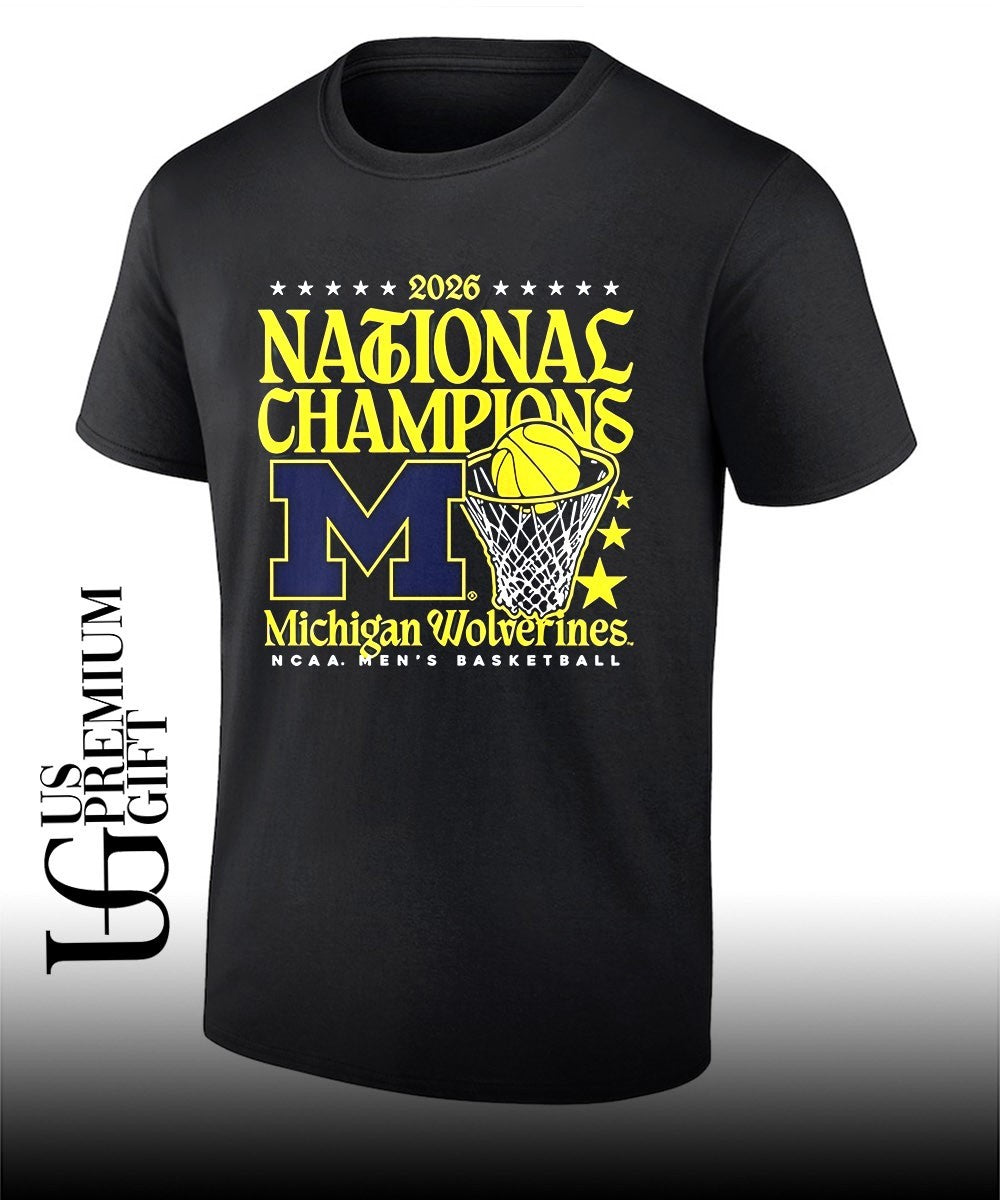 Michigan Wolverines MBB National Champions 2026 hoop shirt Unisex T-shirt, Sweatshirt, Hoodie, Long Sleeve Tee - T-Shirt, Sweatshirt, Hoodie