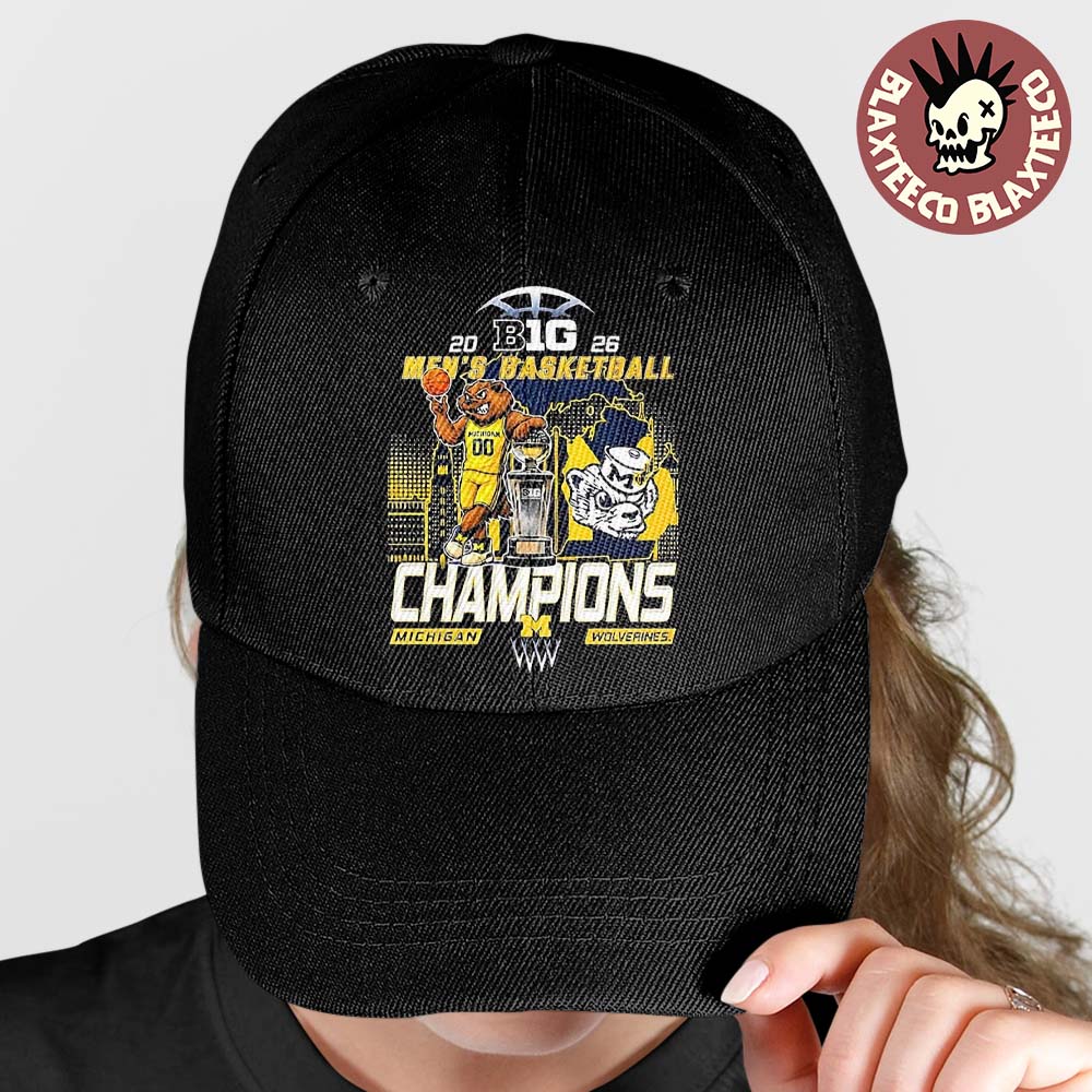 Michigan Wolverines Mens Basketball B1G Big 10 Conference 2026 Champions Mascot Classic Cap Hat Snapback - T-Shirt, Sweatshirt, Hoodie