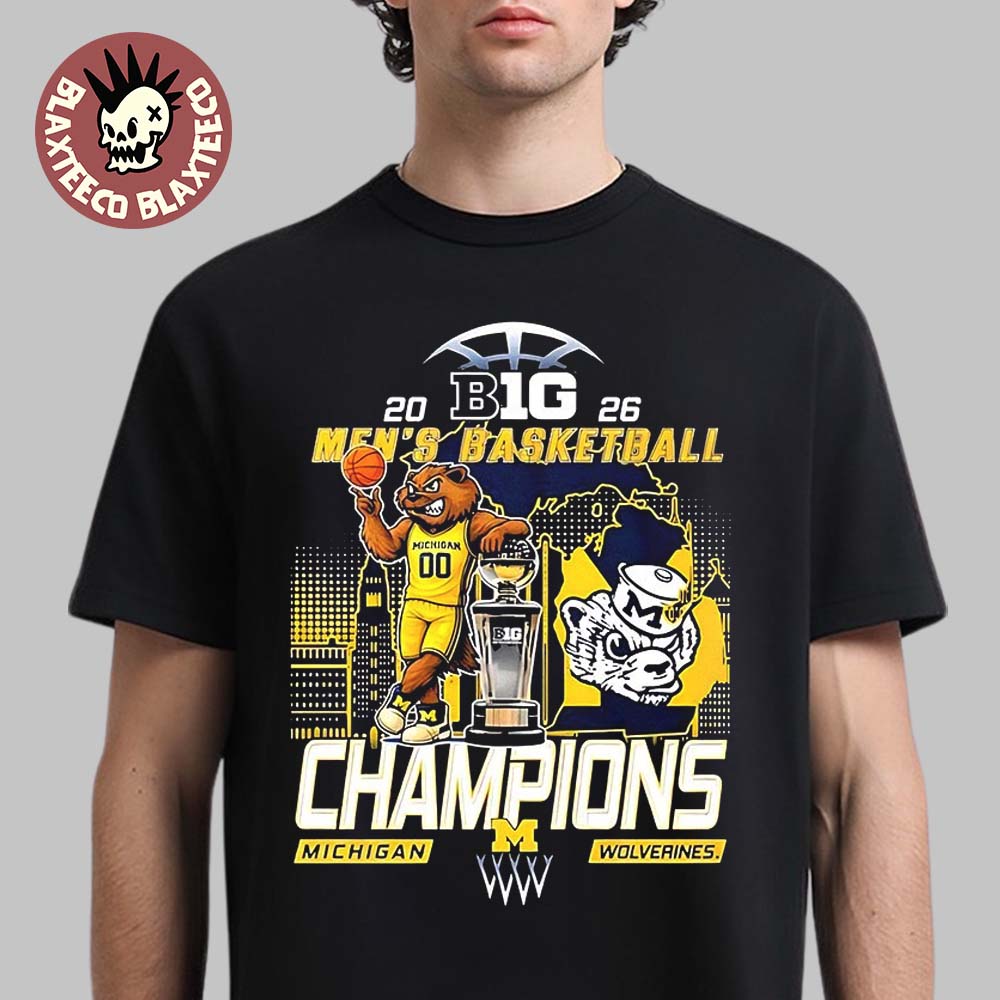 Michigan Wolverines Mens Basketball B1G Big 10 Conference 2026 Champions Mascot T-Shirt Unisex T-shirt, Sweatshirt, Hoodie, Long Sleeve Tee - T-Shirt, Sweatshirt, Hoodie