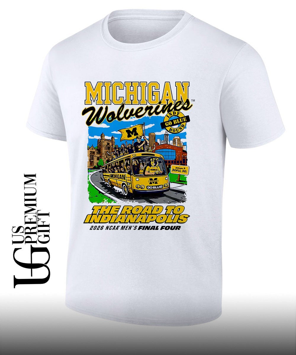 Michigan Wolverines Mens Basketball Final Four Indy Bound Bus The Roaad To Indianapolis 2026 shirt - T-Shirt, Sweatshirt, Hoodie