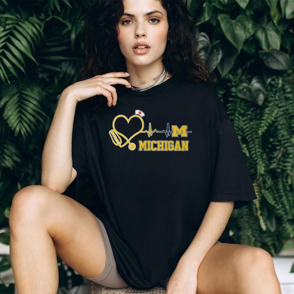 Michigan Wolverines Nurse Heartbeat Stethoscope - Adult & Kids T-Shirts, Sweatshirts & Hoodies apparel design preview 1