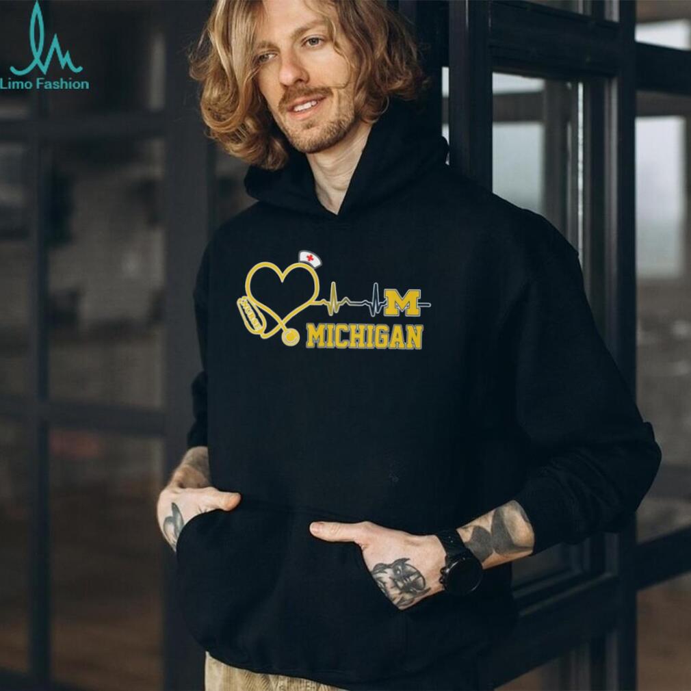 Michigan Wolverines Nurse Heartbeat Stethoscope - Adult & Kids T-Shirts, Sweatshirts & Hoodies apparel design preview 5