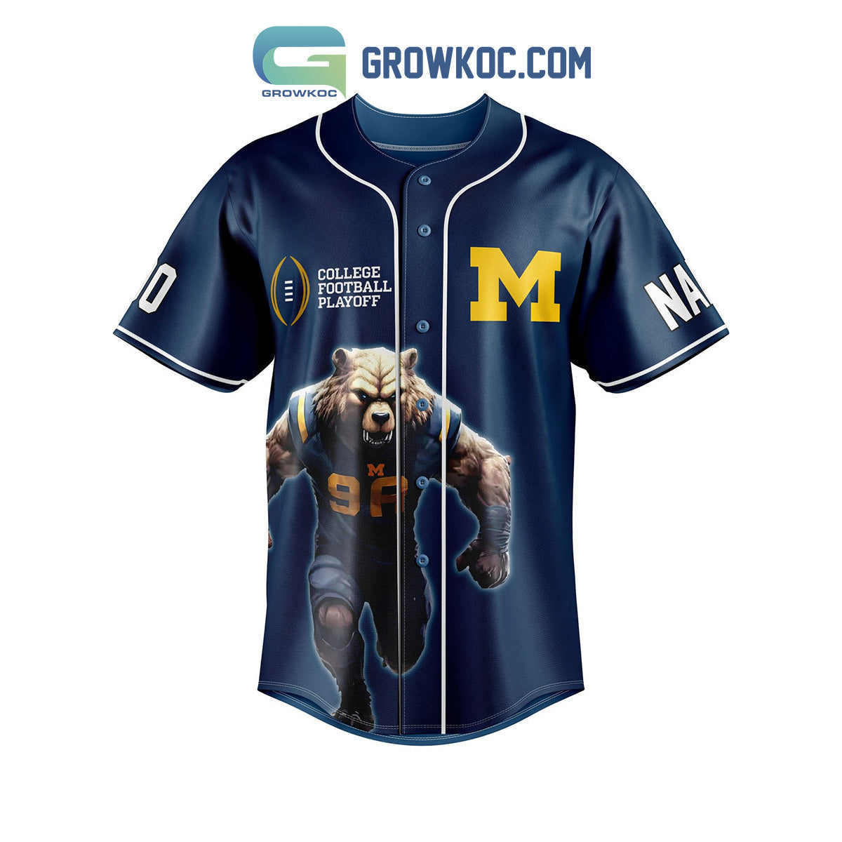 Michigan Wolverines Rose Bowl Game Personalized Baseball Jersey baseball jersey product view 3