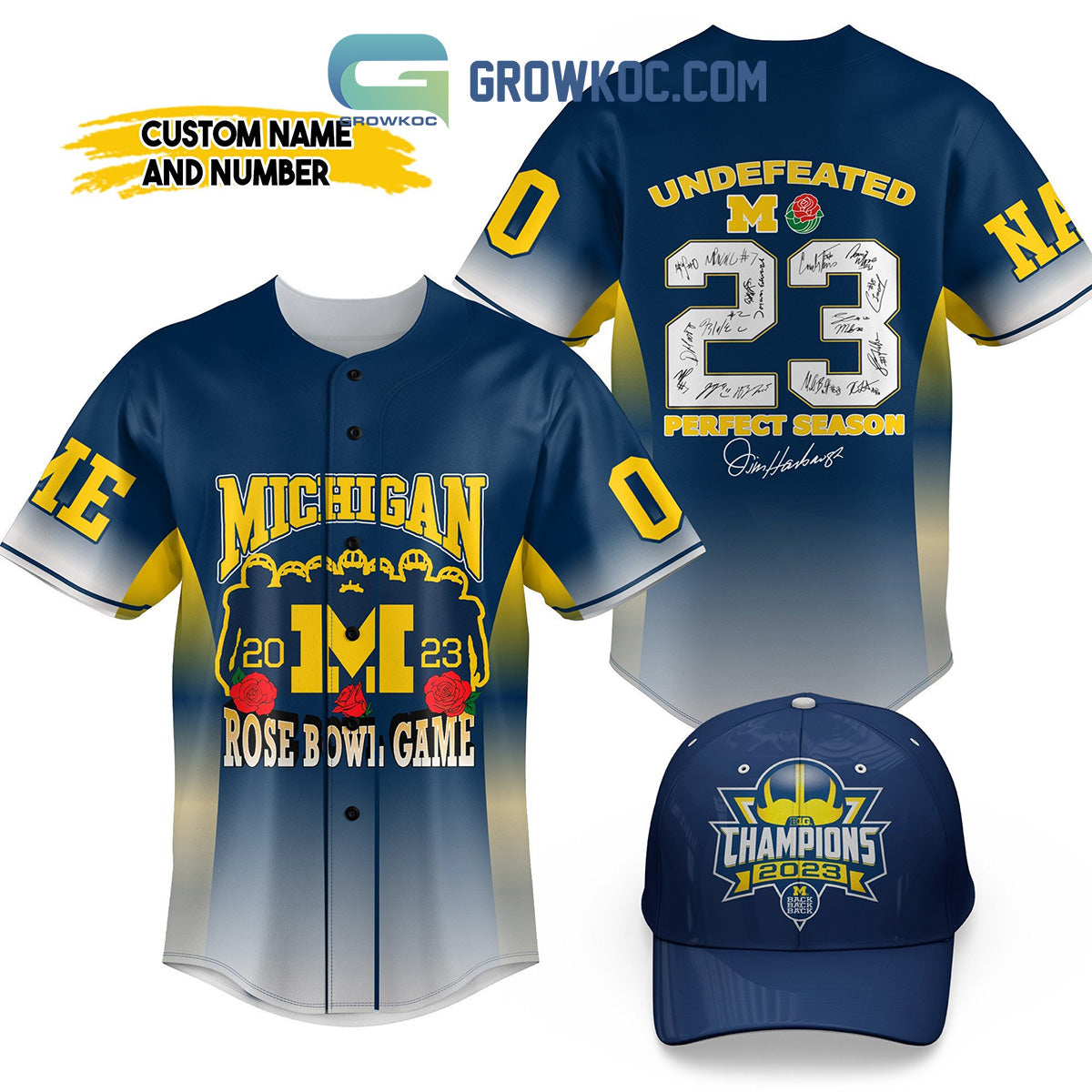 Michigan Wolverines Undefeated 2023 Perfect Season Personalized Baseball Jersey baseball jersey product view 1