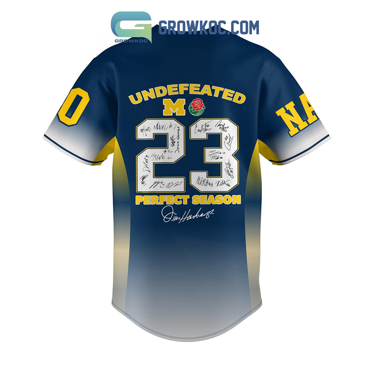Michigan Wolverines Undefeated 2023 Perfect Season Personalized Baseball Jersey baseball jersey product view 3