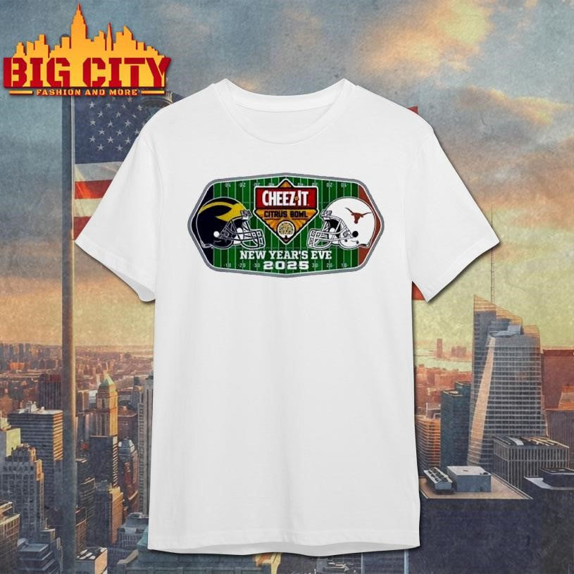 Michigan Wolverines vs Texas Longhorns New Years Eve 2025 Citrus Bowl 2-Team logo Shirt Unisex T-shirt, Sweatshirt, Hoodie, Long Sleeve Tee - T-Shirt, Sweatshirt, Hoodie
