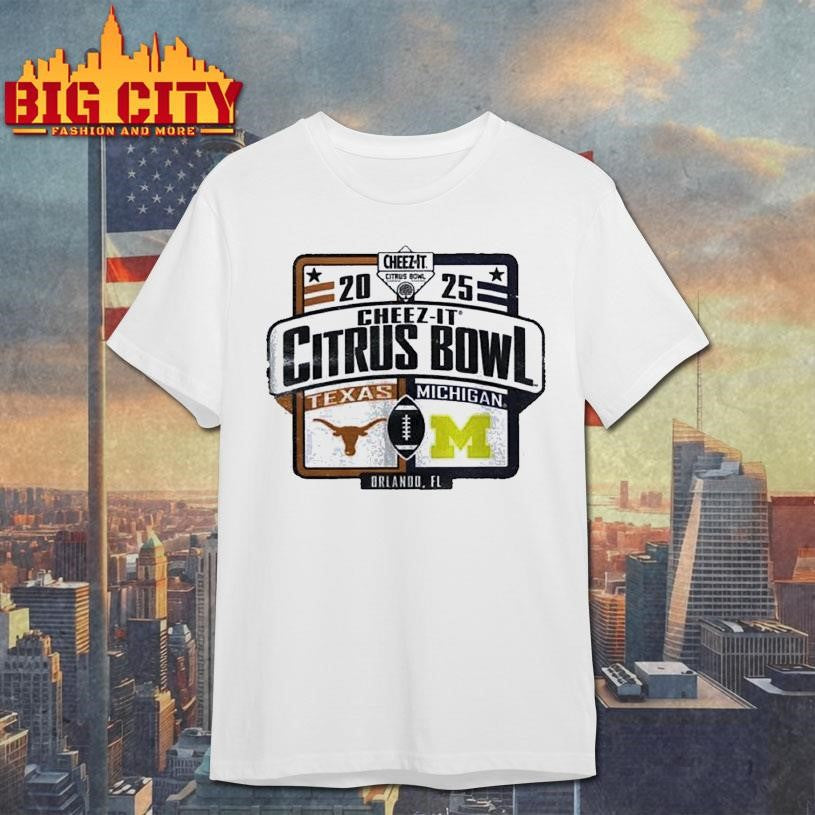 Michigan Wolverines vs. Texas Longhorns 2025 Cheez-It Citrus Bowl Matchup Shirt Unisex T-shirt, Sweatshirt, Hoodie, Long Sleeve Tee - T-Shirt, Sweatshirt, Hoodie