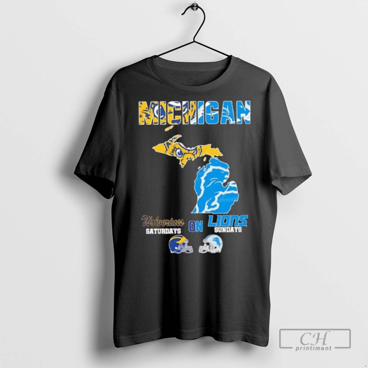 Michigan Sports Michigan Wolverines On Saturdays X Detroit Lions On Sundays State Of Mascot - T-Shirt, Sweatshirt, Hoodie