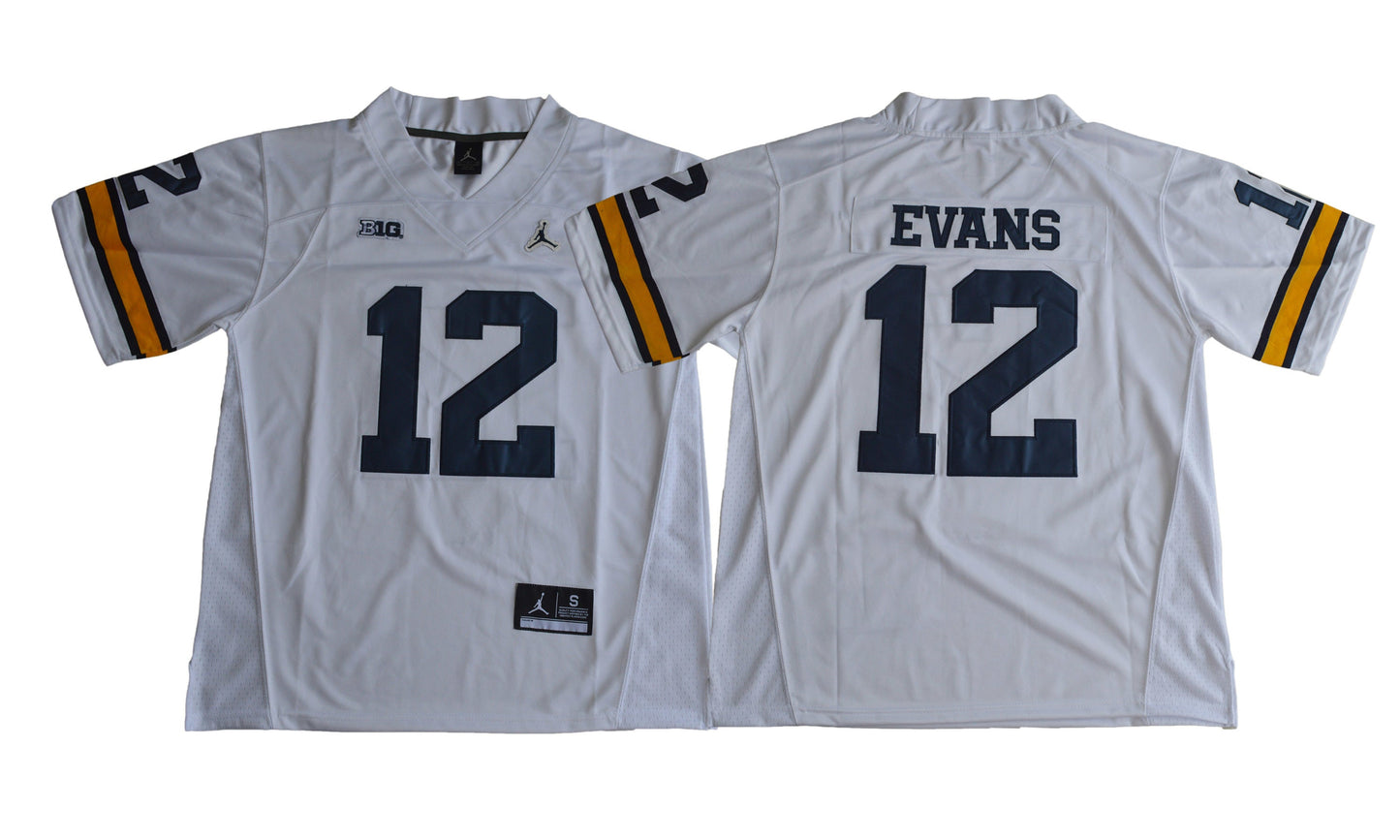 Michigan 12 Evens White College Football Jersey football jersey product view 1