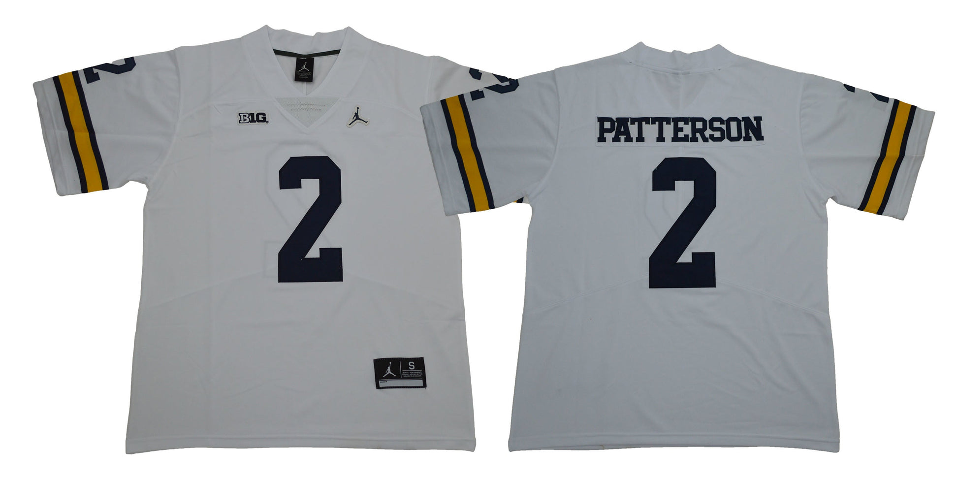 Michigan Patterson 2 White College Football Jersey football jersey product view 1