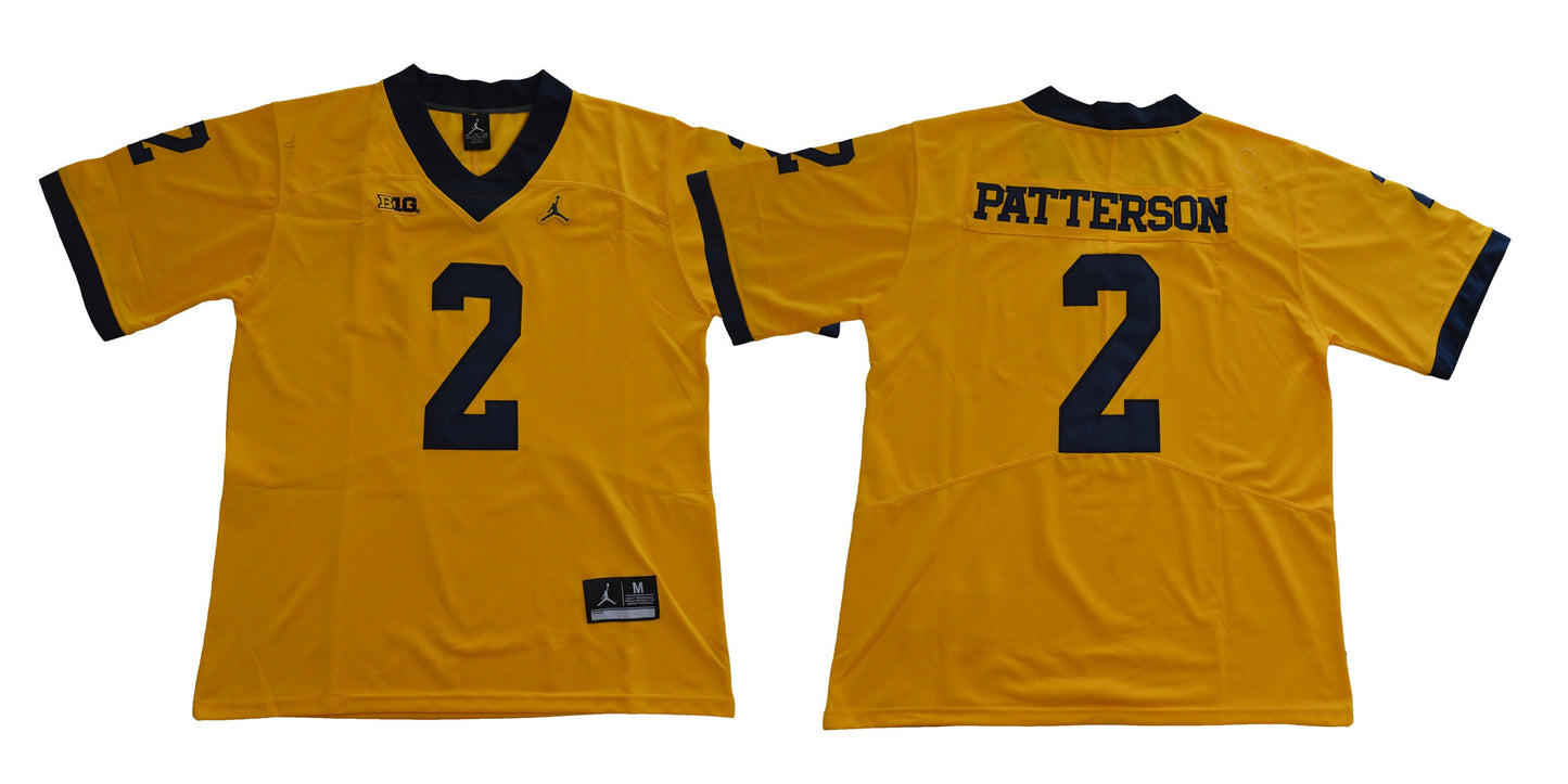 Michigan Patterson 2 Yellow College Football Jersey football jersey product view 1