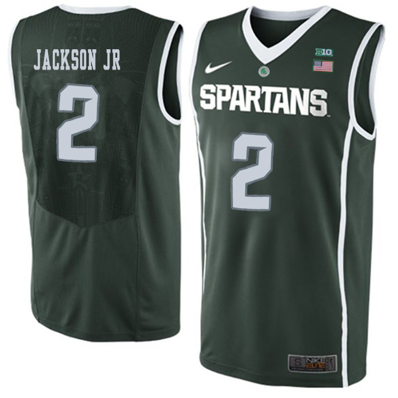 Michigan State JACKSON JR. 2 Dark Green College Football Jersey football jersey product view 1