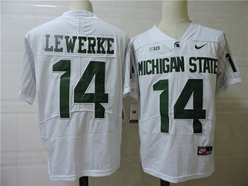 Michigan State Spartans #14 Brian Lewerke Style 1 College Football Jersey football jersey product view 1