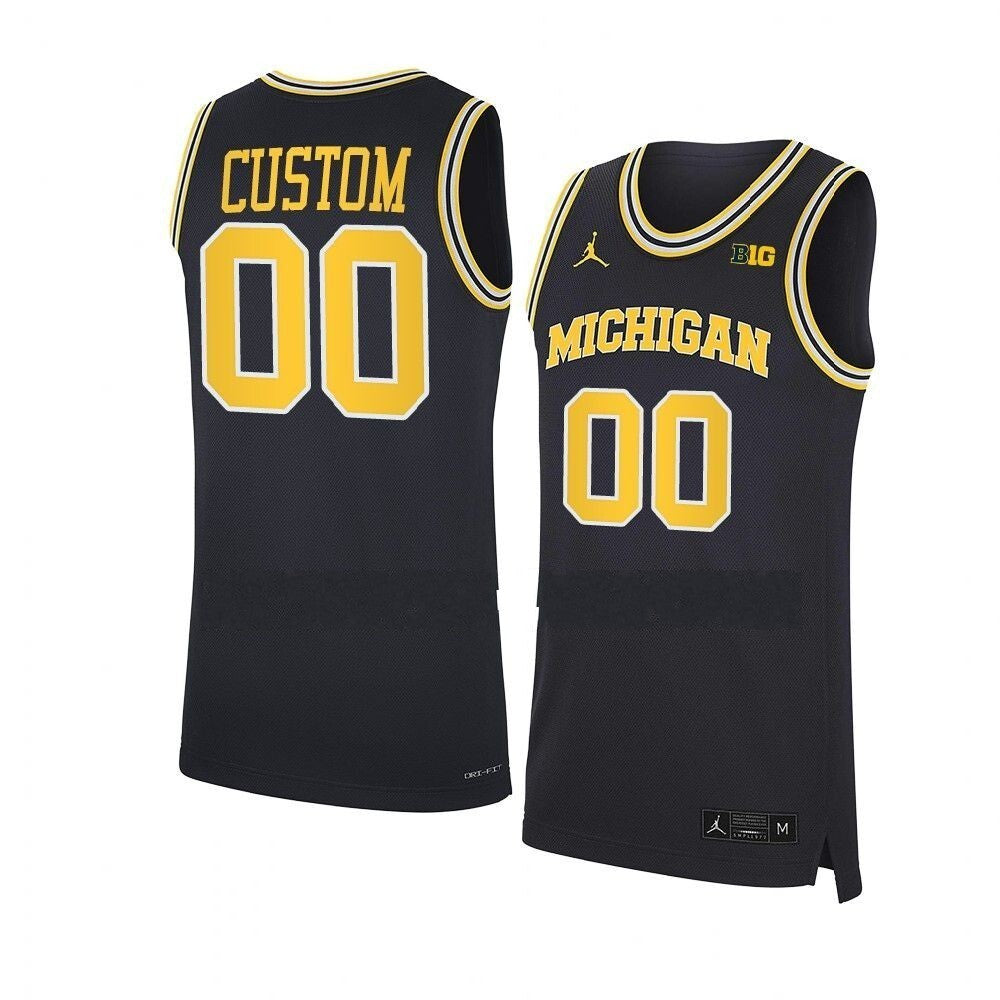 Michigan Wolverines Custom Navy NCAA Basketball Jersey_conew1 College Football Jersey football jersey product view 1
