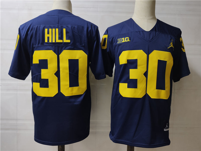Michigan Wolverines #30 Hill Style 2 College Football Jersey football jersey product view 1