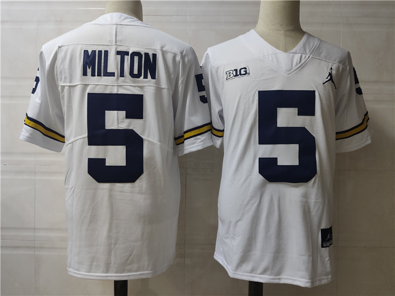 Michigan Wolverines #5 Joe Milton Style 1 College Football Jersey football jersey product view 1