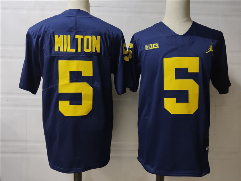 Michigan Wolverines #5 Joe Milton Style 2 College Football Jersey football jersey product view 1
