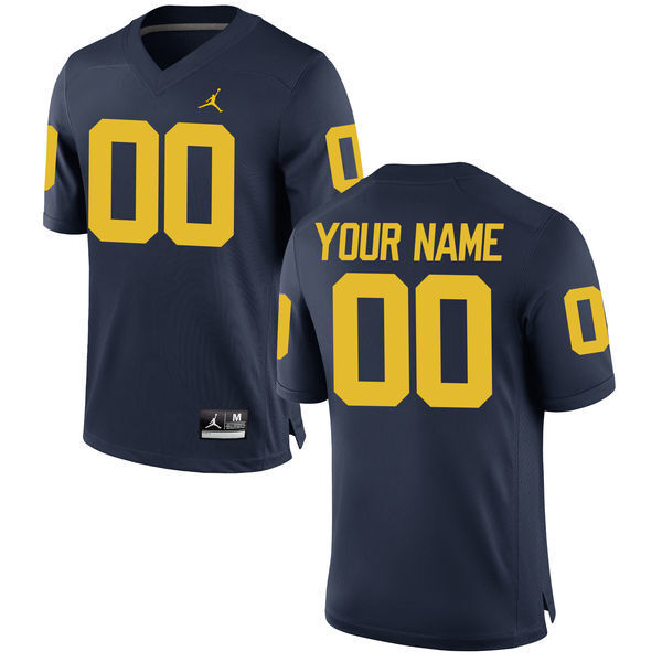 Michigna Custom Blank Blue College Football Jersey football jersey product view 1