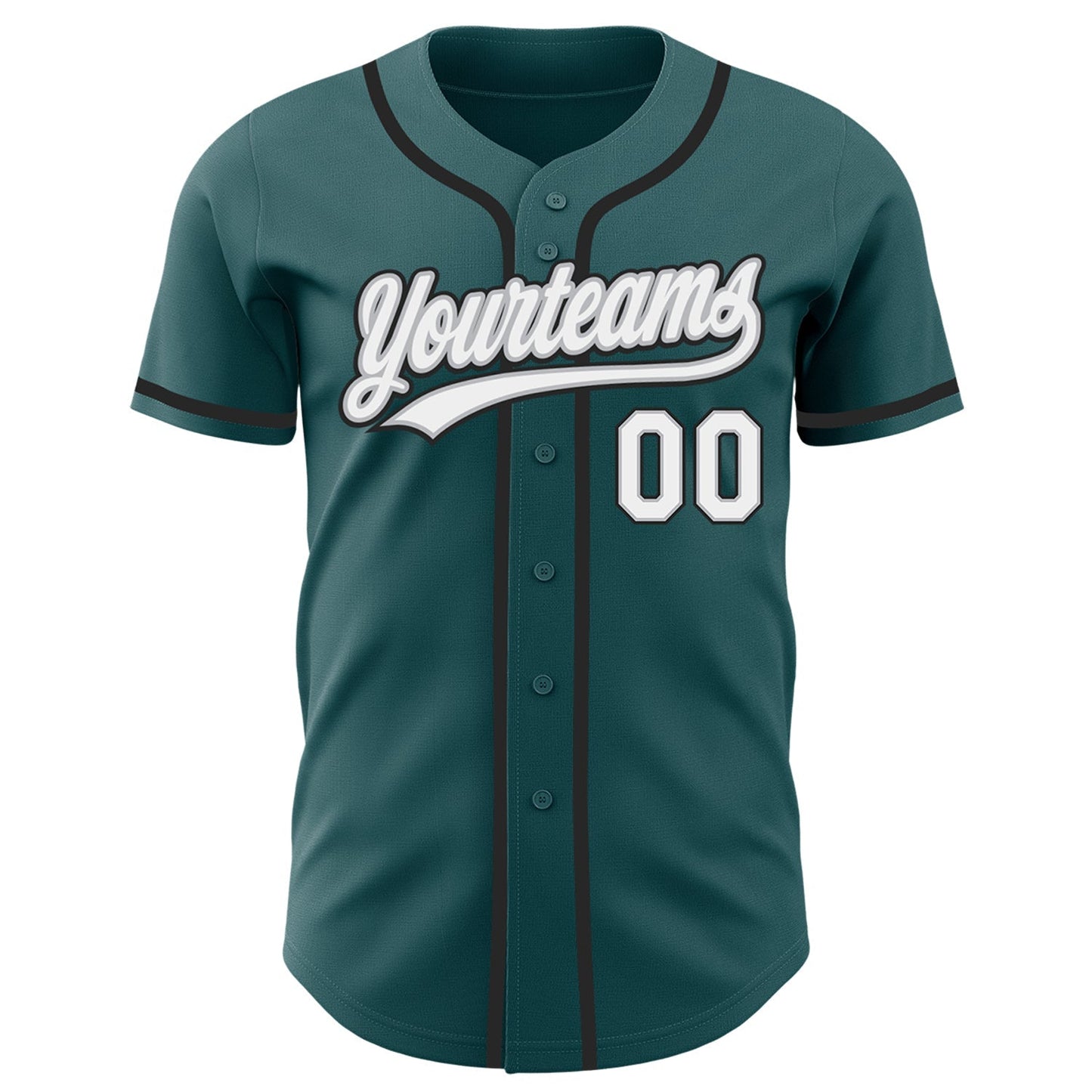 Custom Midnight Green White Gray-Black Authentic Baseball Jersey baseball jersey product view 2