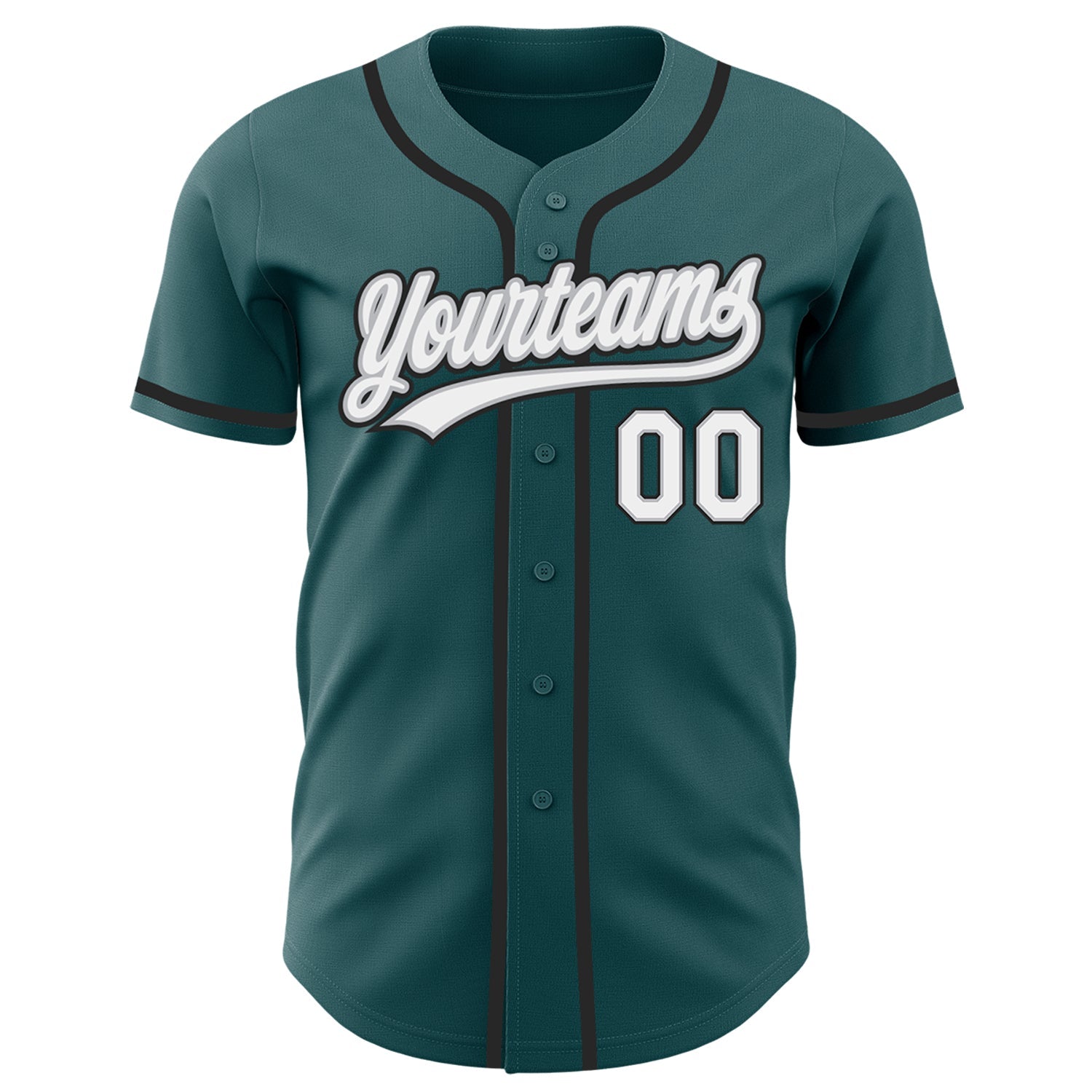 Custom Midnight Green White Gray-Black Authentic Baseball Jersey baseball jersey product view 2