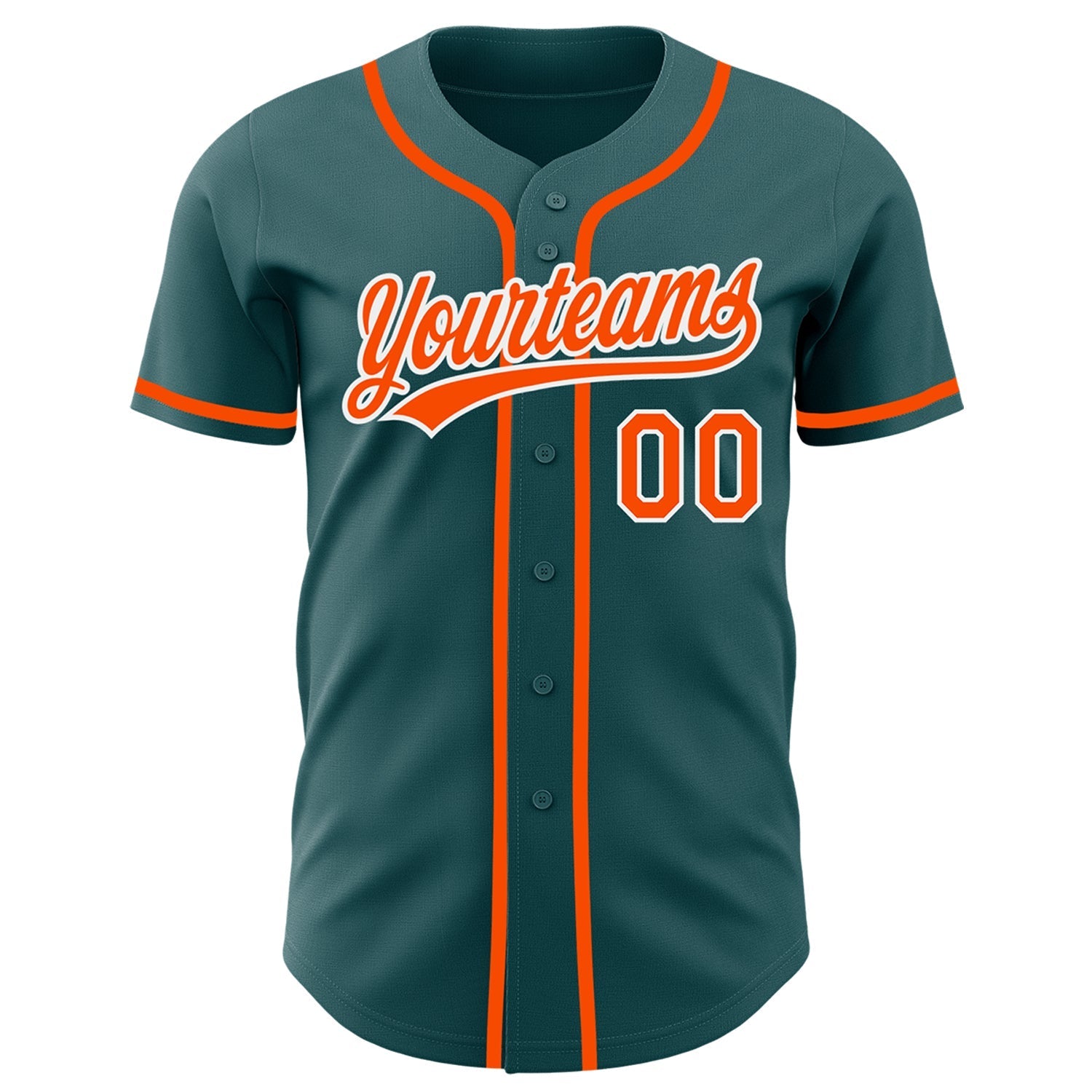Custom Midnight Green Orange-White Authentic Baseball Jersey baseball jersey product view 2