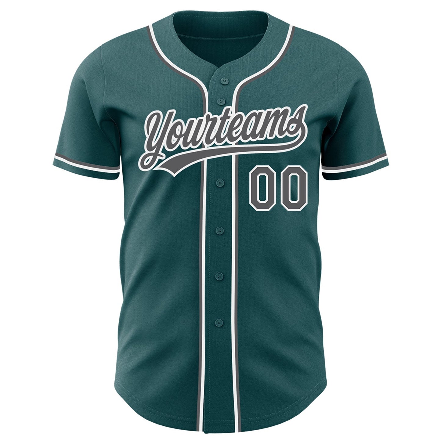 Custom Midnight Green Steel Gray-White Authentic Baseball Jersey baseball jersey product view 2