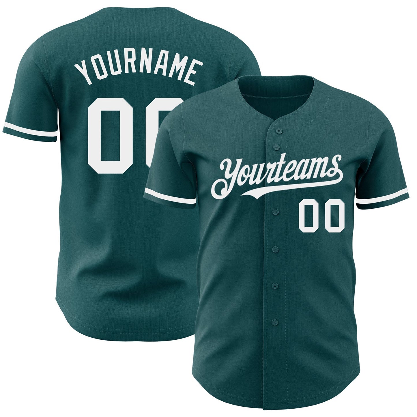 Custom Midnight Green White Authentic Baseball Jersey baseball jersey product view 1