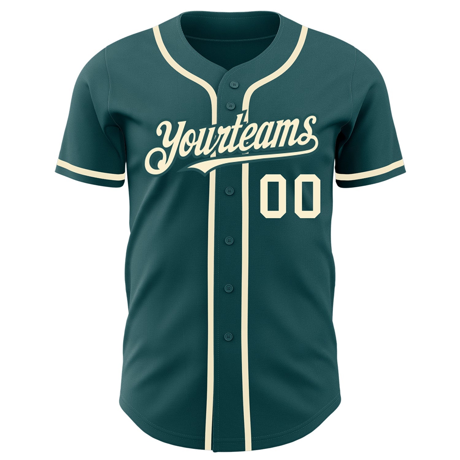 Custom Midnight Green Cream Authentic Baseball Jersey baseball jersey product view 2