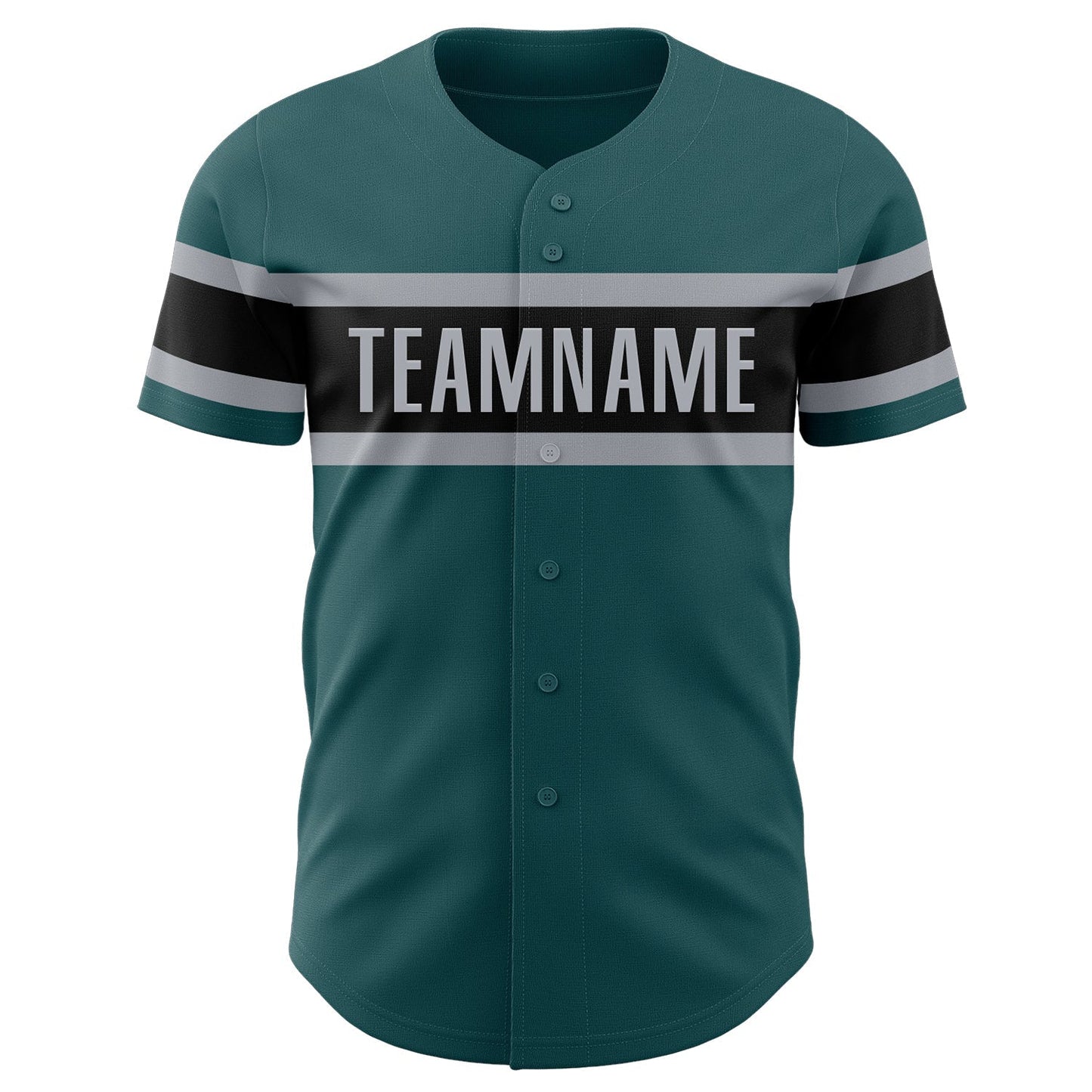 Custom Midnight Green Black-Gray Authentic Baseball Jersey baseball jersey product view 2