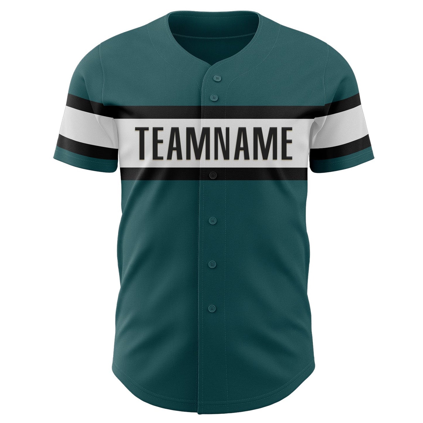 Custom Midnight Green Black-White Authentic Baseball Jersey baseball jersey product view 2
