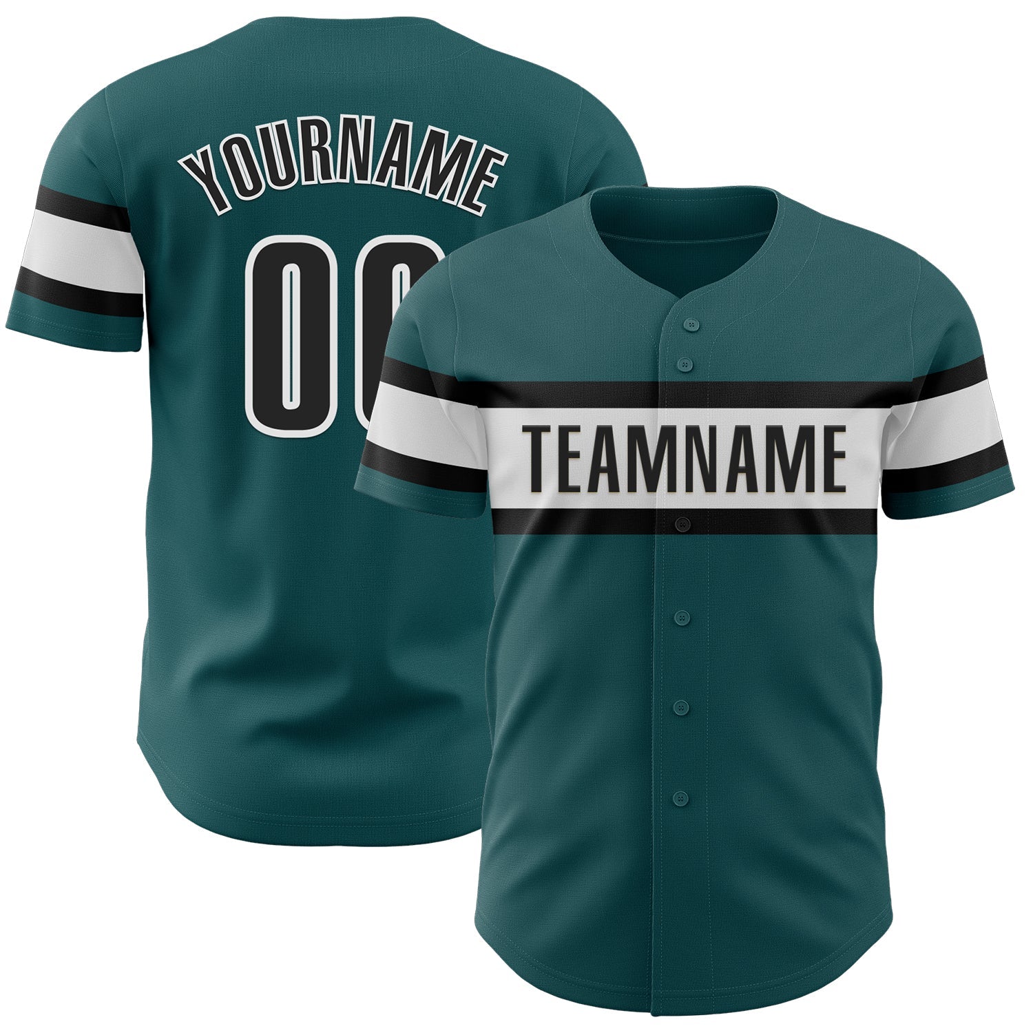 Custom Midnight Green Black-White Authentic Baseball Jersey baseball jersey product view 1