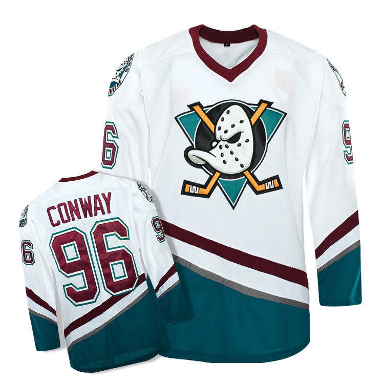 Mighty Ducks #96 Charlie Conway White College Football Jersey football jersey product view 1