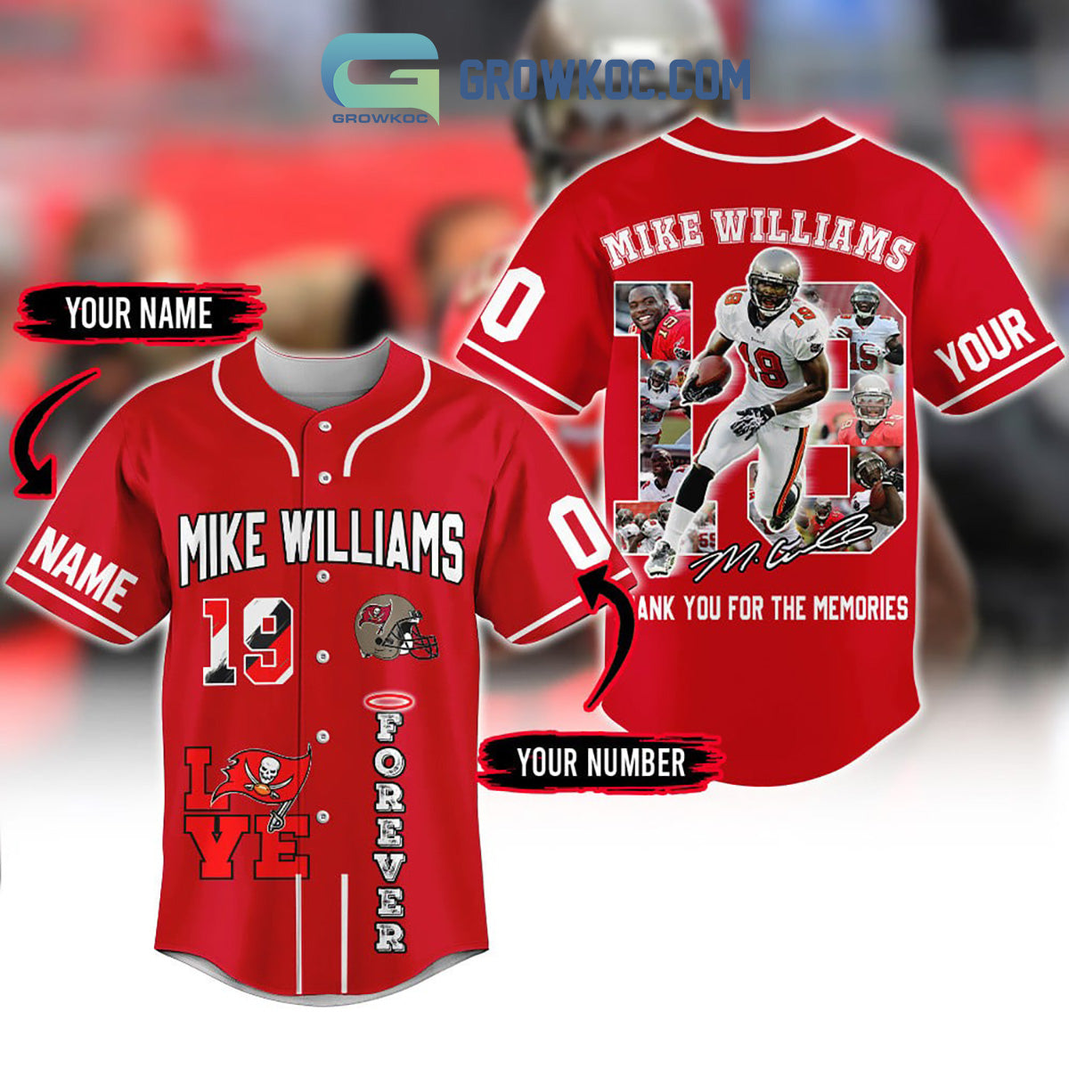 Mike Williams Forever Love Tampa Bay Buccaneers Personalized Baseball Jersey baseball jersey product view 1