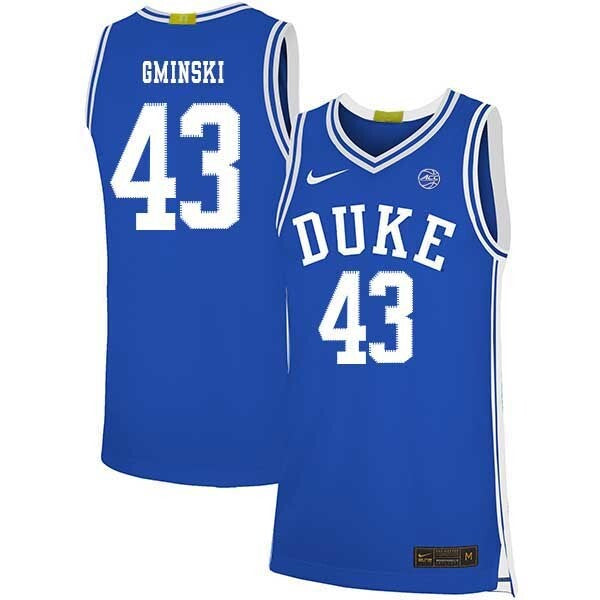 Mike Gminski 43 Blue College Football Jersey football jersey product view 1