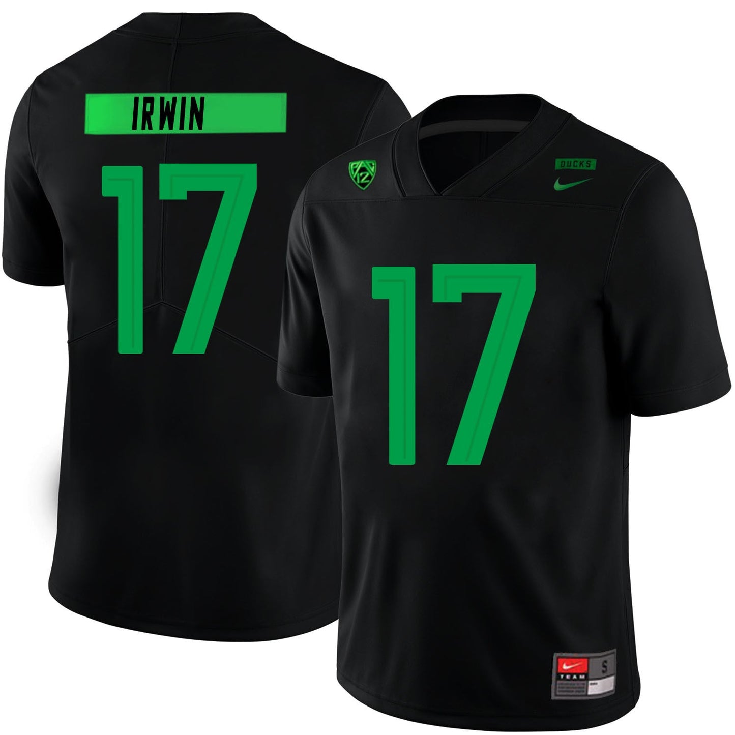 Mike Irwin 17 Black College Football Jersey football jersey product view 1