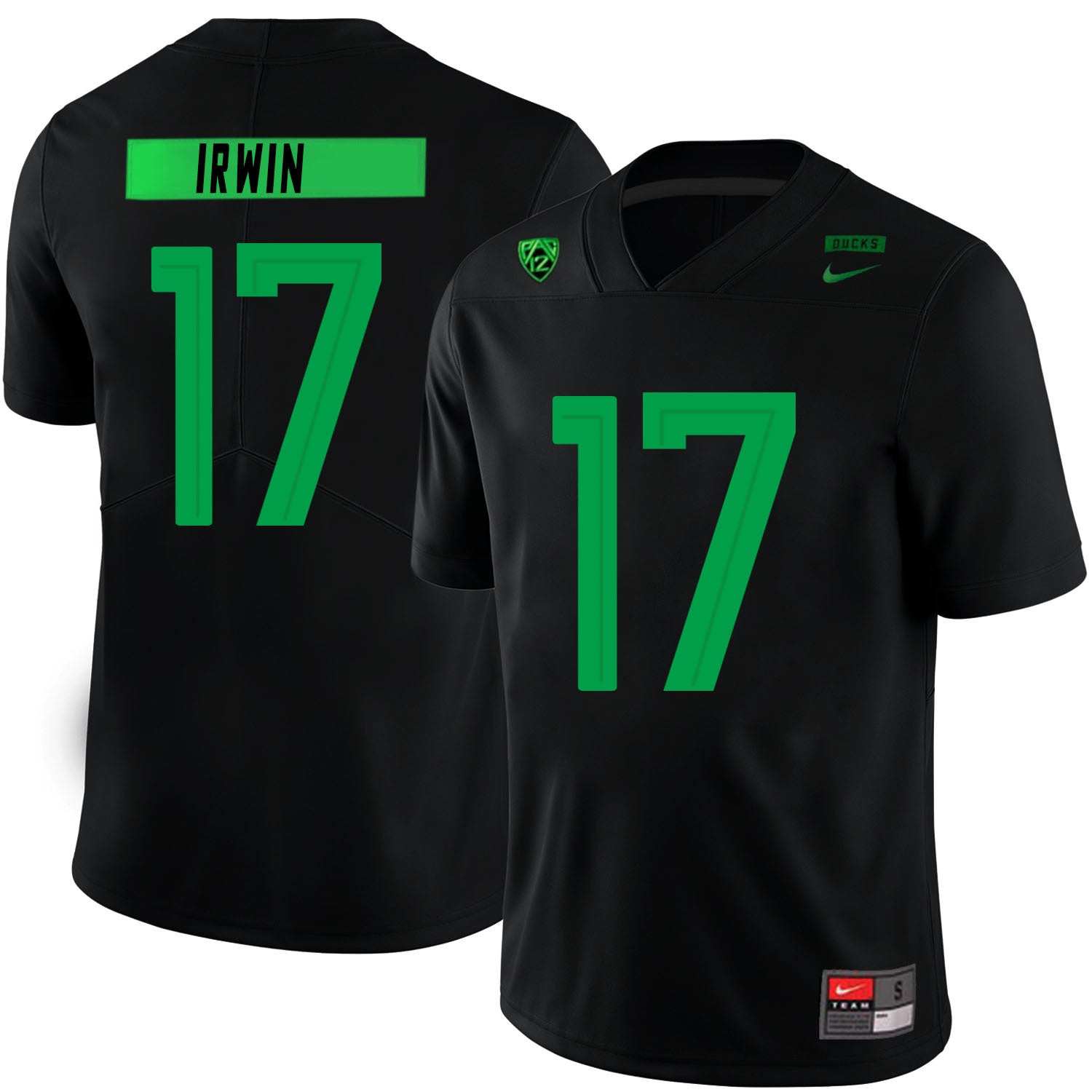Mike Irwin 17 Black College Football Jersey football jersey product view 1