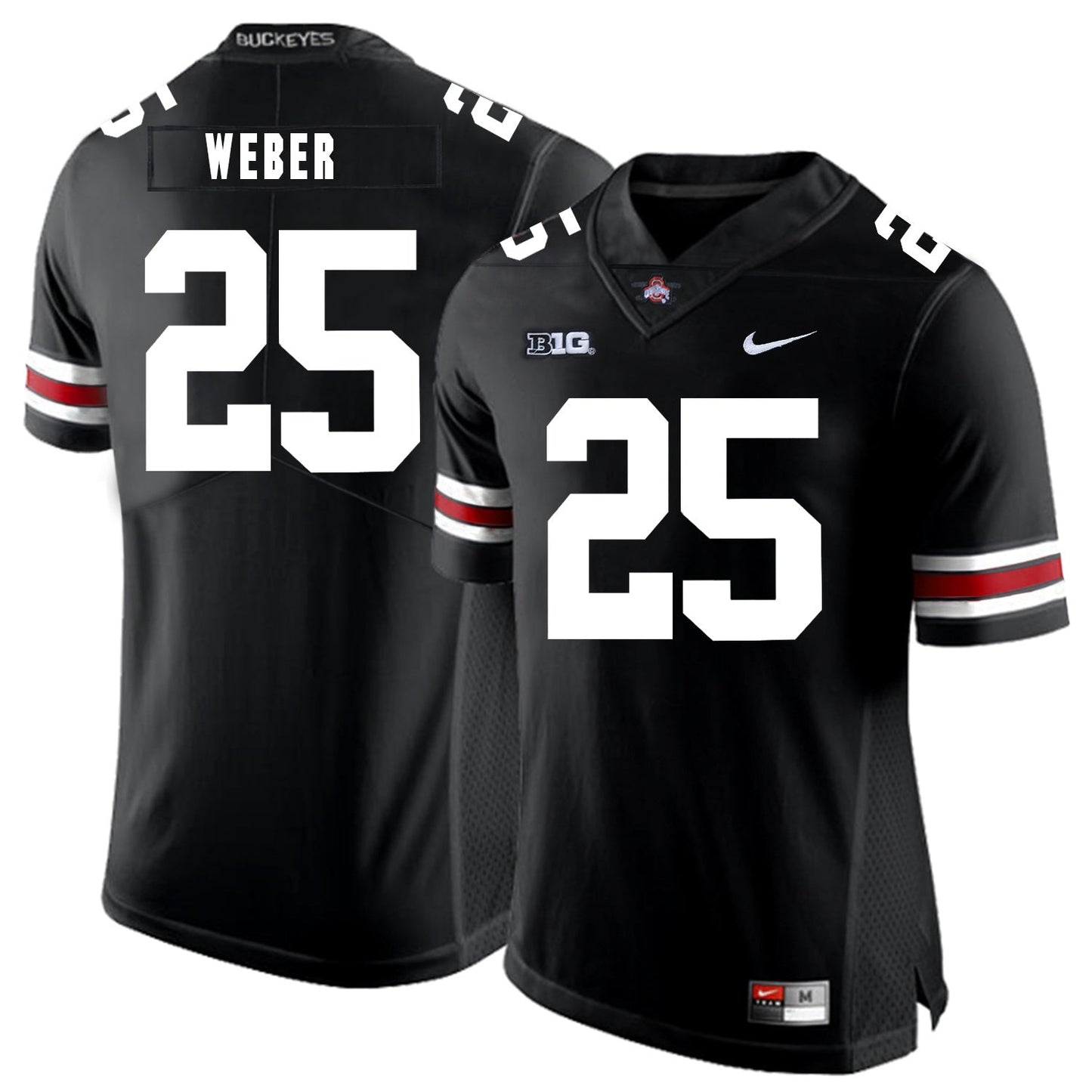 Mike Weber 25 Black College Football Jersey football jersey product view 1