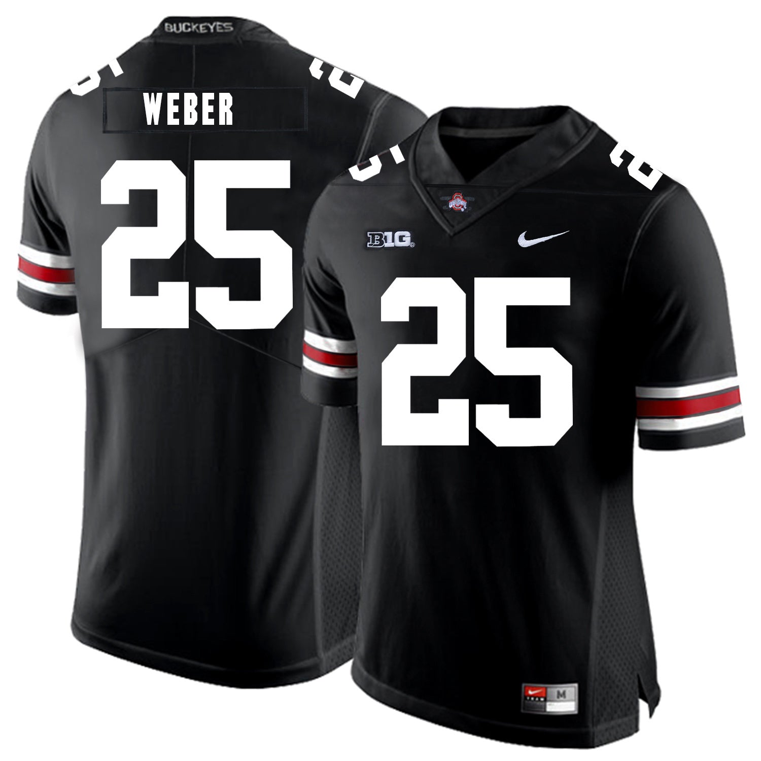 Mike Weber 25 Black College Football Jersey football jersey product view 1