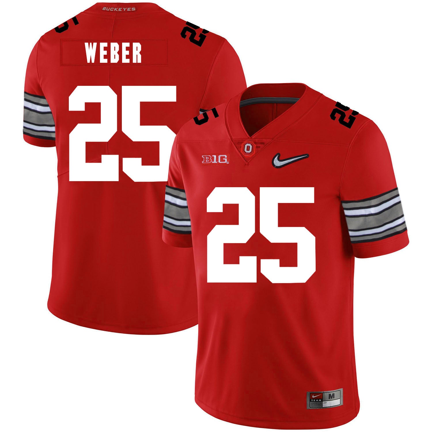 Mike Weber 25 Diamond Red College Football Jersey football jersey product view 1