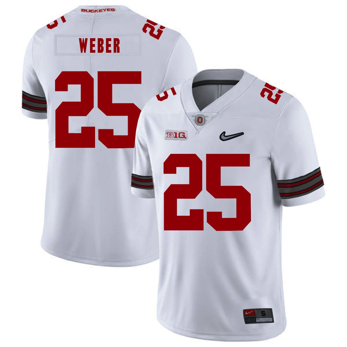 Mike Weber 25 Diamond White College Football Jersey football jersey product view 1