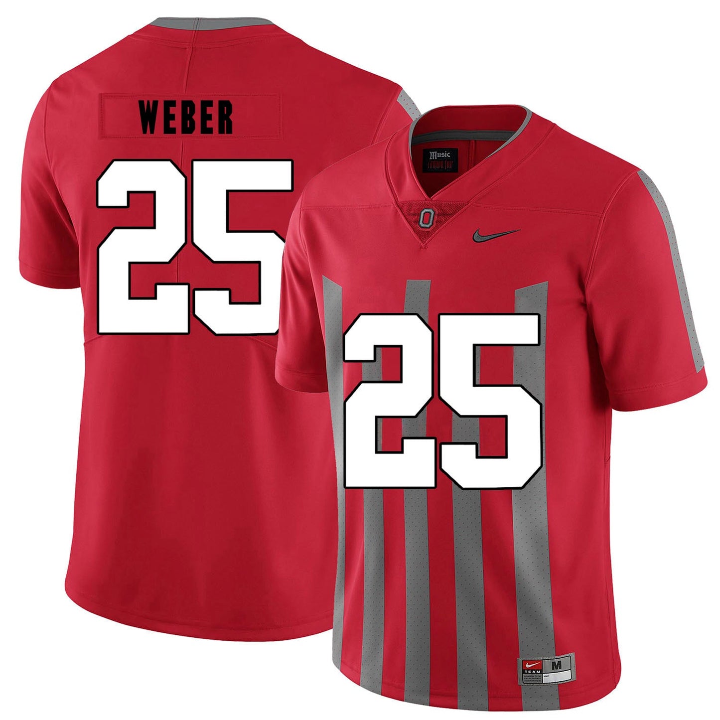 Mike Weber 25 Elite Red College Football Jersey football jersey product view 1