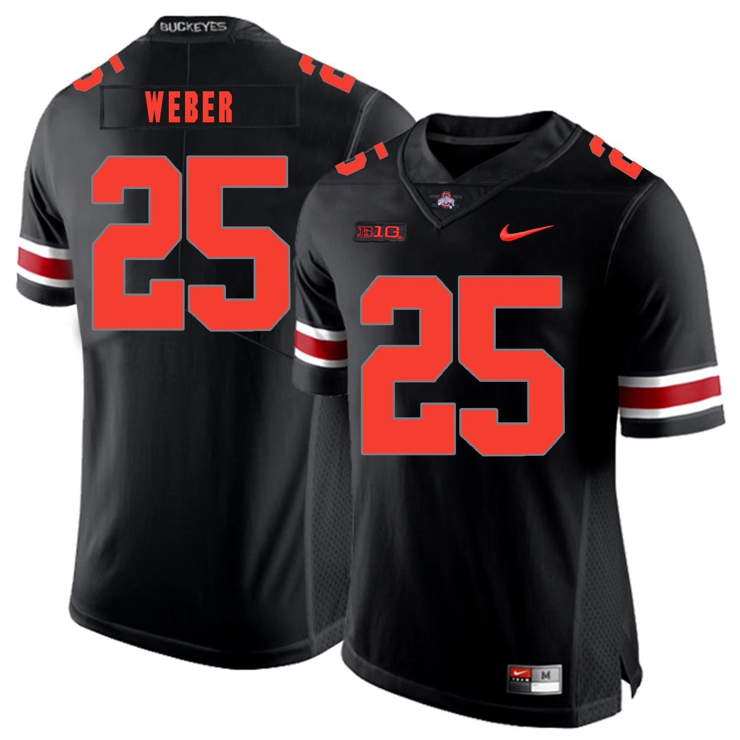 Mike Weber 25 Lights Out College Football Jersey football jersey product view 1