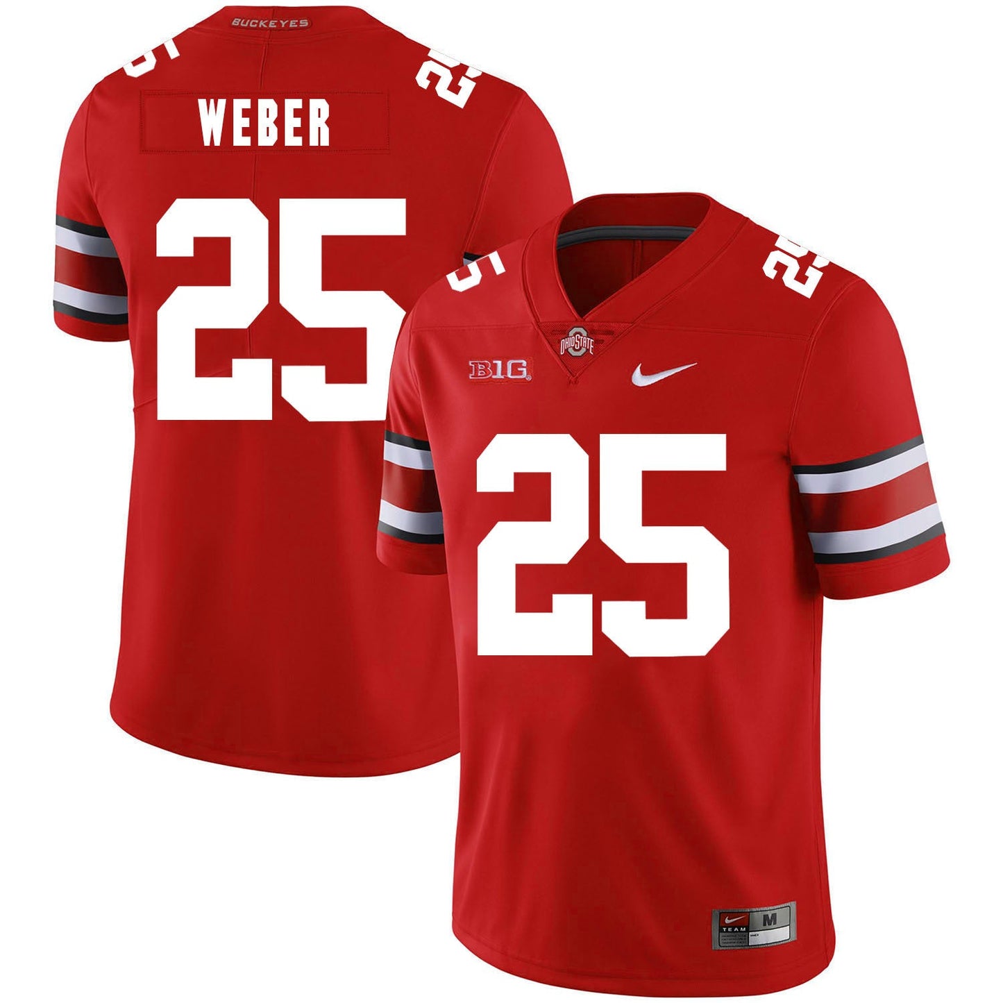 Mike Weber 25 Red College Football Jersey football jersey product view 1
