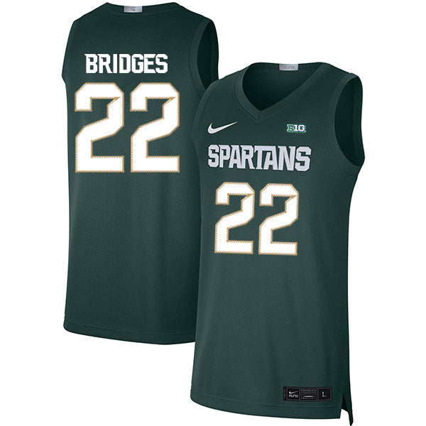 Miles Bridges 22 Green College Football Jersey football jersey product view 1