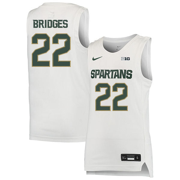 Miles Bridges 22 White College Football Jersey football jersey product view 1