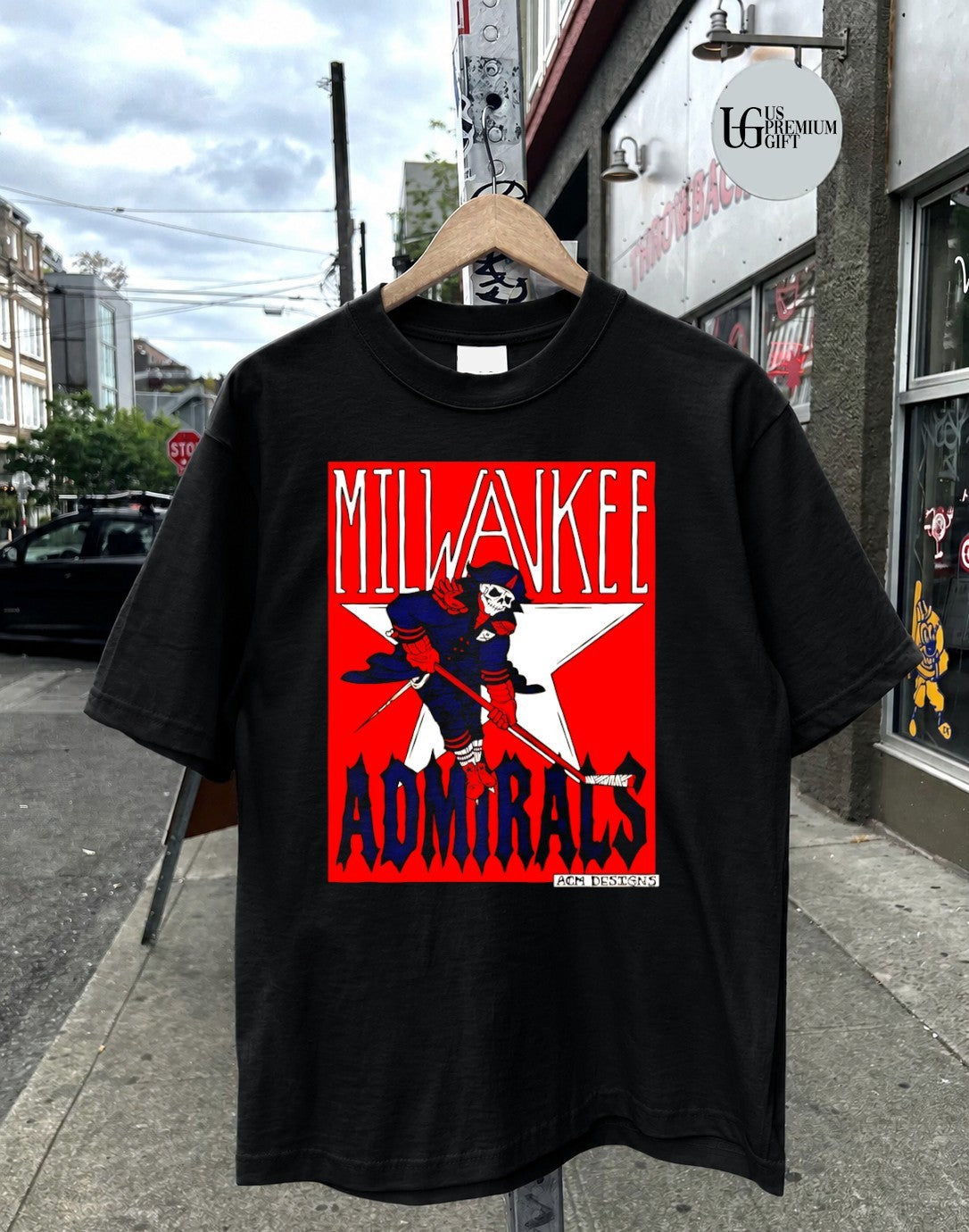 Milwaukee Admirals Ice Hockey AHL Skeleton Mascot - Adult & Kids T-Shirts, Sweatshirts & Hoodies apparel design preview 2